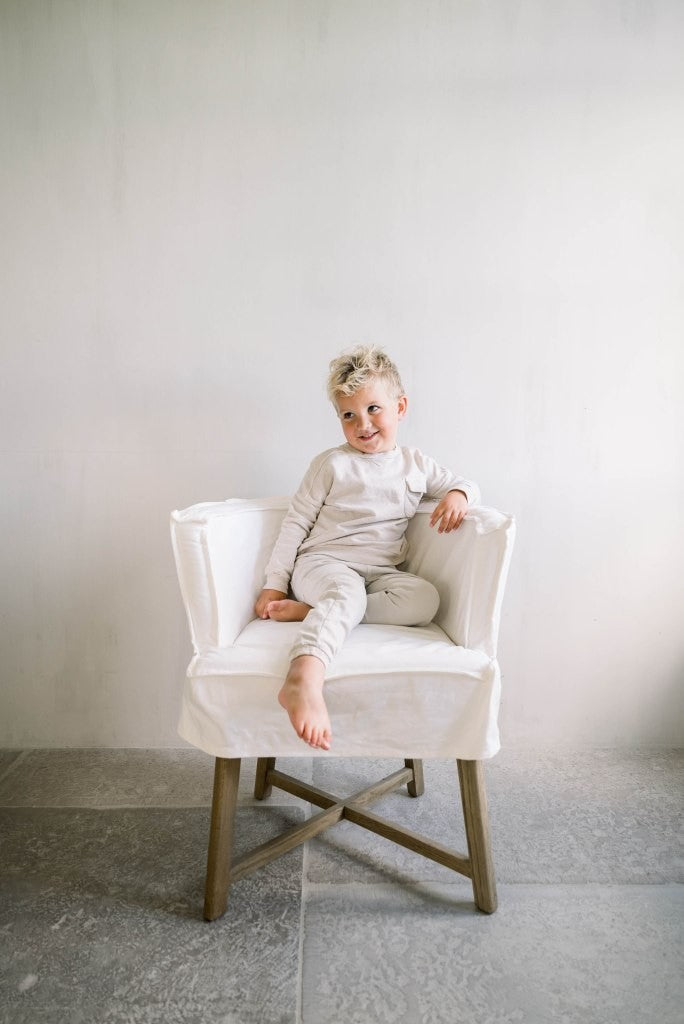 Eetkamerstoel Leeff By Netty Woody | White Linnen | Eikenhouten onderstel