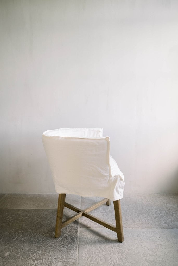 Eetkamerstoel Leeff By Netty Woody | White Linnen | Eikenhouten onderstel